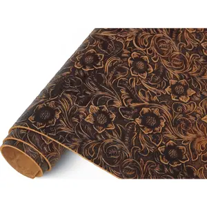 Dark Brown Bump Texture Plain Geometric Pattern Printed Genuine Leather Sheets for Crafts 12"x24"