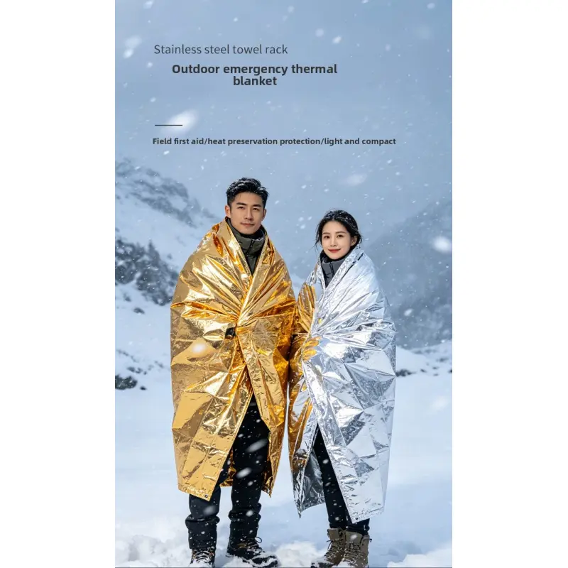5-Pack Outdoor Emergency First Aid Thermal Blankets Portable Aluminum Foil Double-Sided Silver Thermal Blankets Moisture-Proof Cold-Proof Rescue Emergency Blankets