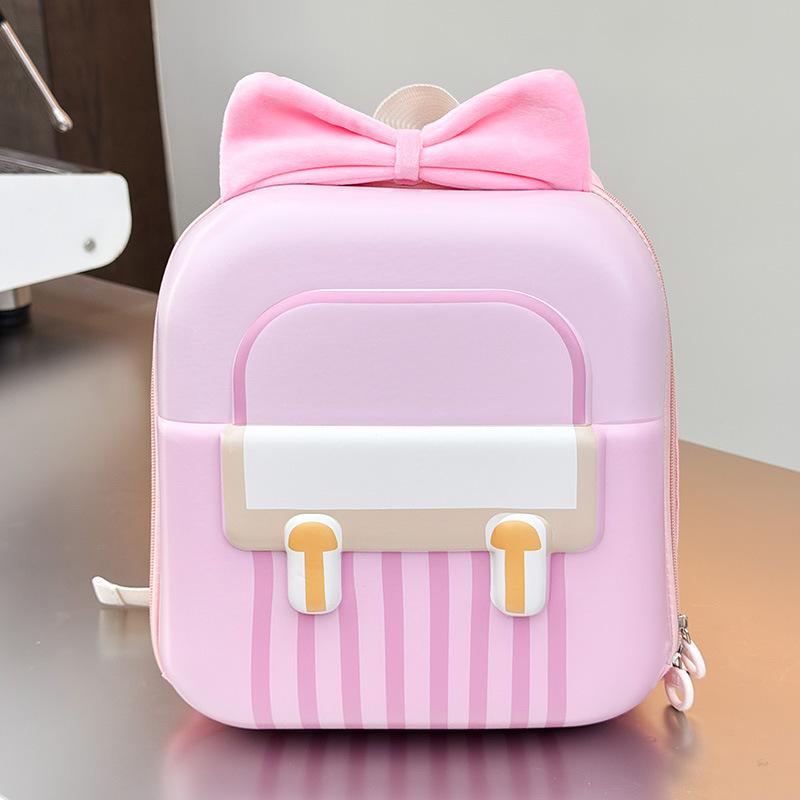 Kindergarten and primary school student backpack with sweet bow, lightweight eggshell double-shoulder bag for boys and girls, new trendy children's backpack