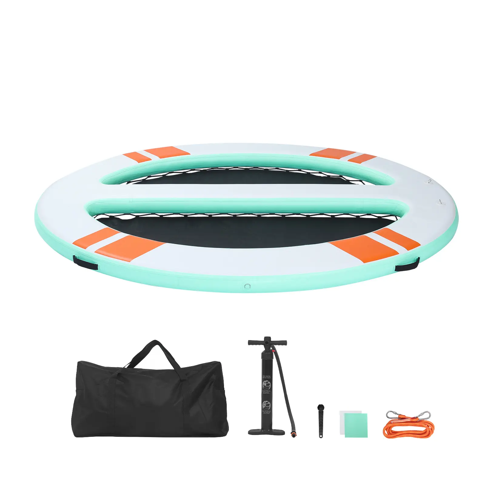 Inflatable Floating Dock, Round Inflatable Dock Platform, Brushed Fabric + PVC Construction, Stable Air Holding, Quick Inflation