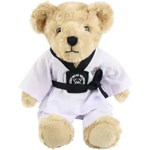 Taekwondo Teddy Bear, Black Belt Martial Arts Karate Plush Stuffed Animal, Gift For Kids Boys Girls.