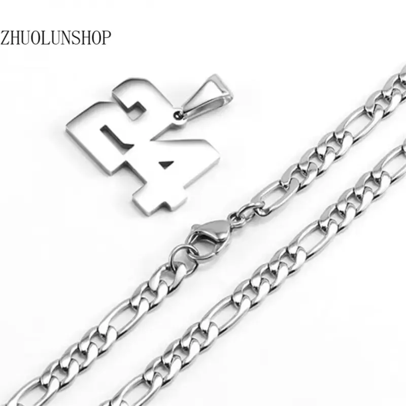 Personalized Jersey Number 24 Inch Stainless Steel Pendant Necklace for Men Athletes & Sports Fans, Baseball Basketball Football Team Inspirational Jewelry, Motivational Team Spirit Design, Tarnish-Resistant Hypoallergenic Durable Comfort Fit Chain, Versa