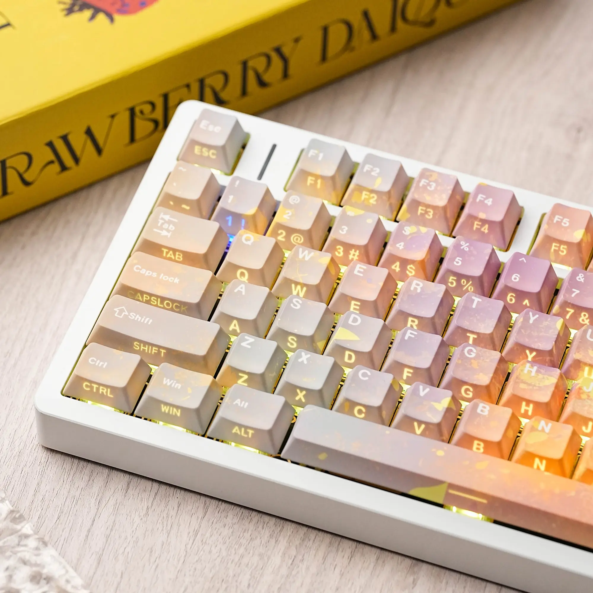 Twilight Blossom Keycaps 131 Keys PBT Cherry Profile Side-lighted South-facing 5 Dye-Sub Big Set Suitable for Mechanical Keyboard English UK