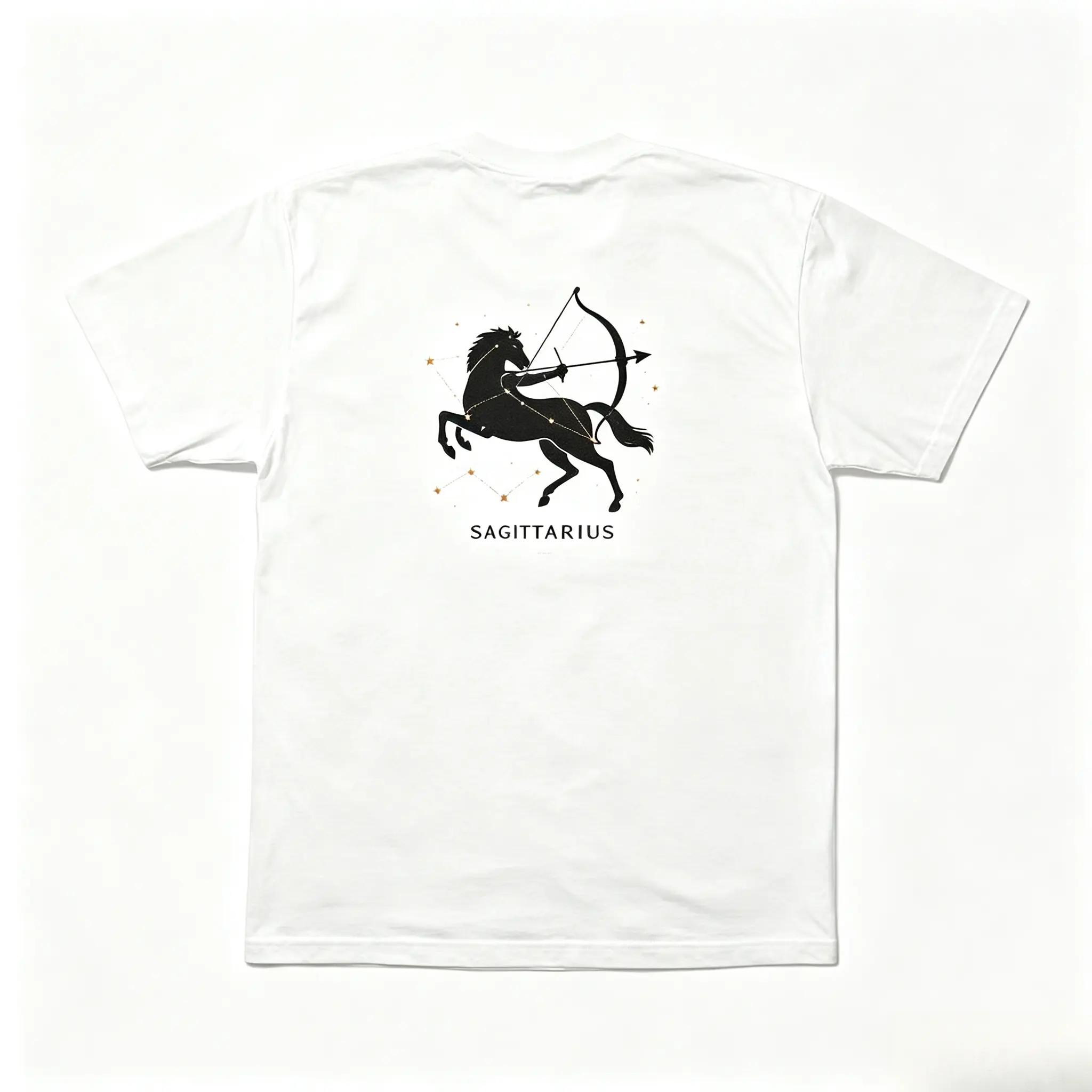 Menswear Oversized Cotton Short-Sleeve Breathable Minimalist T-Shirt - Sagittarius Zodiac Centaur Archer Back Print Tops, Fashion Casual Outfit, Cute Valentine's Day Gift For Him Her