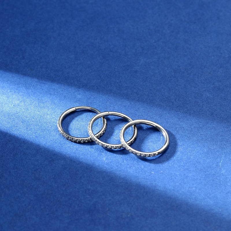 Cassieca 1 Count G23 Titanium Nose Rings Hoops Conch Piercing Jewelry 16G 18G 20G Hinged Segment CZ Paved Clicker Rings for Septum Cartilage Daith Helix Rook Tragus Ear Lobe Earrings for Women Men 6mm/8mm/10mm Daily