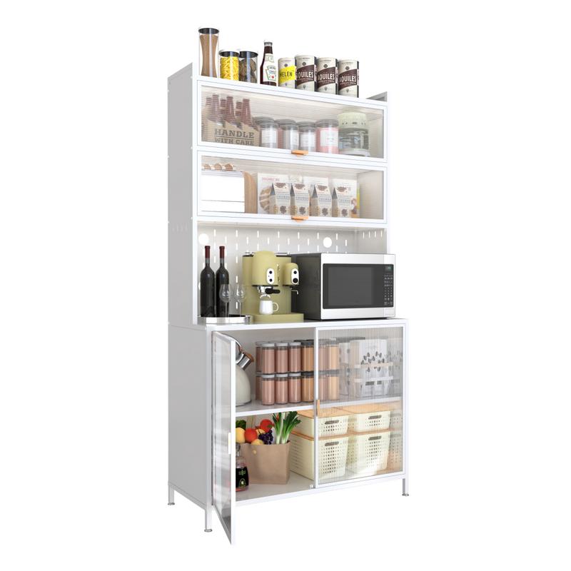 73" Tall 6-Tier Kitchen Pantry Cabinet with Flip Door, Adjustable Shelves & Anti-Tip Design - Versatile Storage for Kitchen, Living Room, Office