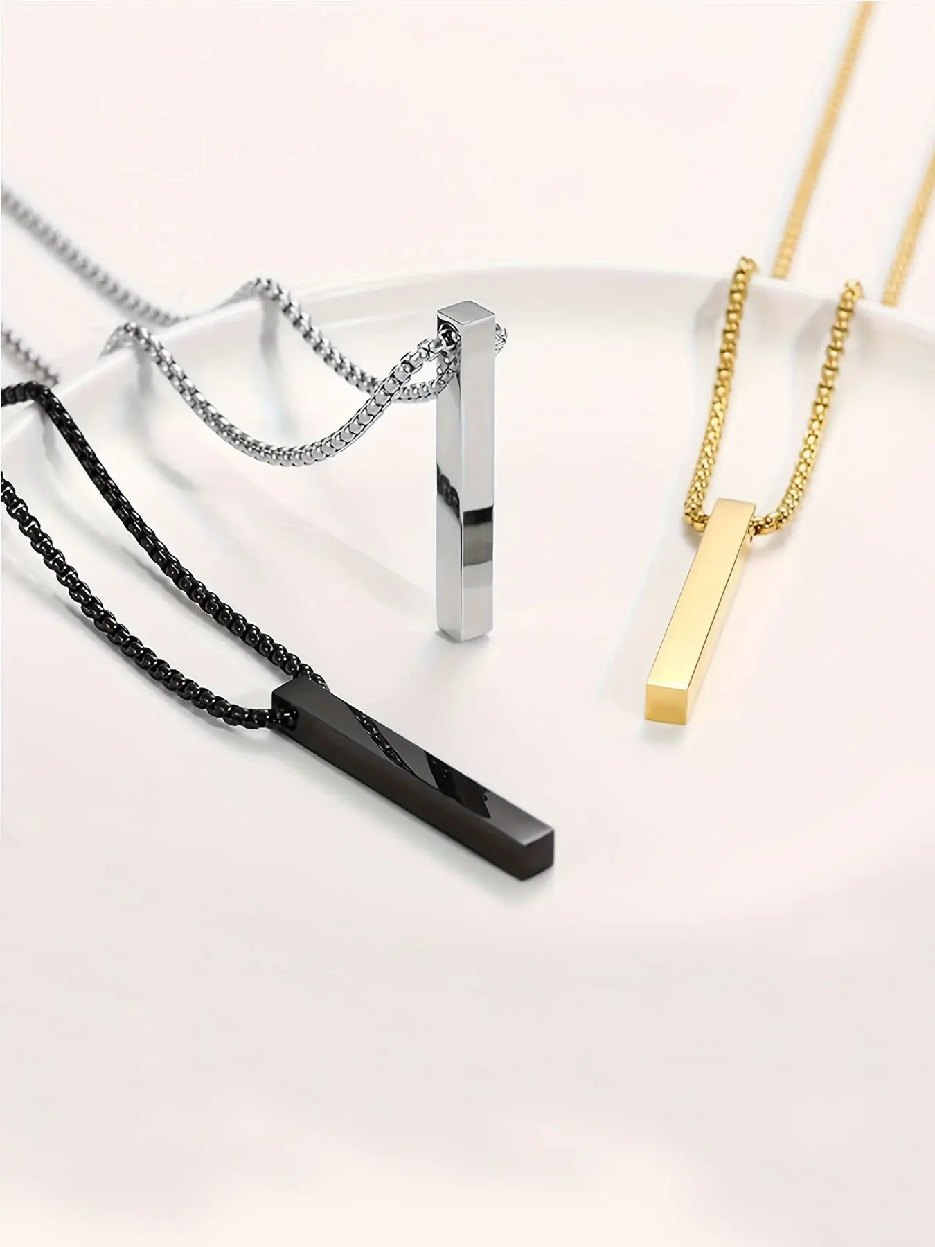 Rectangular Stainless Steel Pendant Necklace, Fashion Jewelry for Party, Daily Clothing Decor, Trendy All-Match & Exquisite Jewelry for Birthday Gift