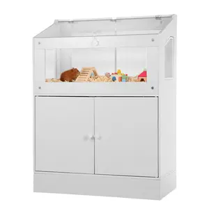 Wooden Small Animal Cage with Storage – Spacious Hamster Habitat with Acrylic Panels, Ventilation, Easy Clean – for Guinea Pigs, Rats, Hedgehogs, Gerbils