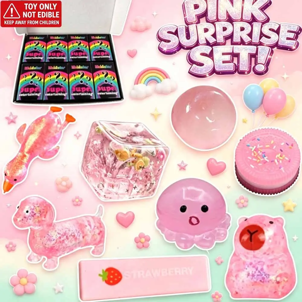8-piece slow-rebound soft and cute toy set, stress-relieving fingertip toys, sensory combination set, creative slow-rebound soft and cute toys, party gift, 8 different styles