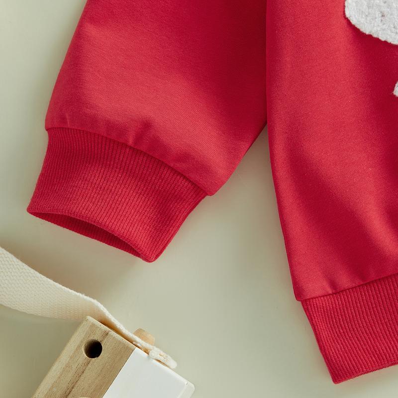 Toddler Baby Little Boy Girls Easter Sweatshirts Long Sleeve Letter Heart Embroidery Pullover Tops Spring 6M-5Y