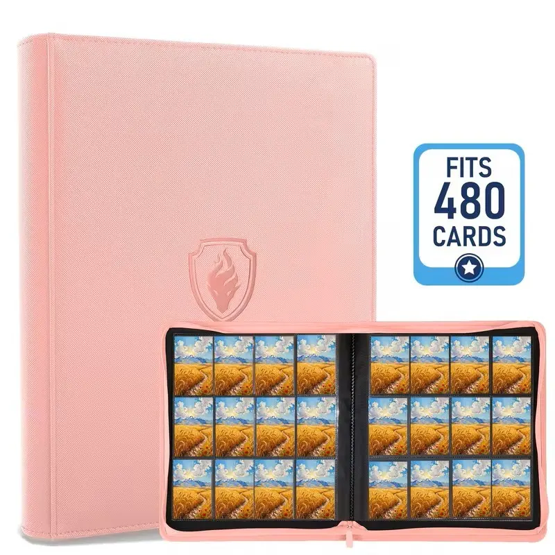 480‑Cards Zipper Card Binder, 12‑Pocket Double‑Sided Trading Card Album for Sports Game Cards