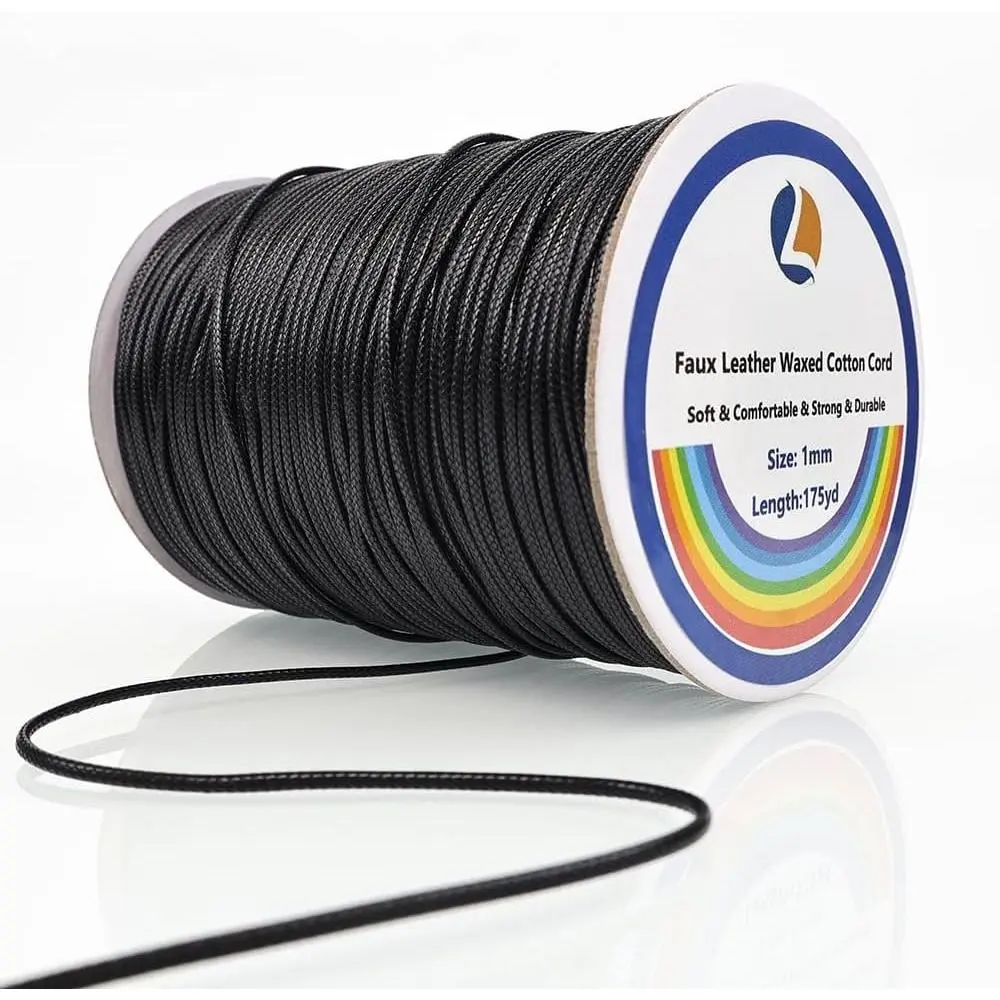 1mm Faux Leather Waxed  Cord, 175 Yards – Durable Necklace String, Soft and Textured Cord for Necklaces, Bracelets, and  Making