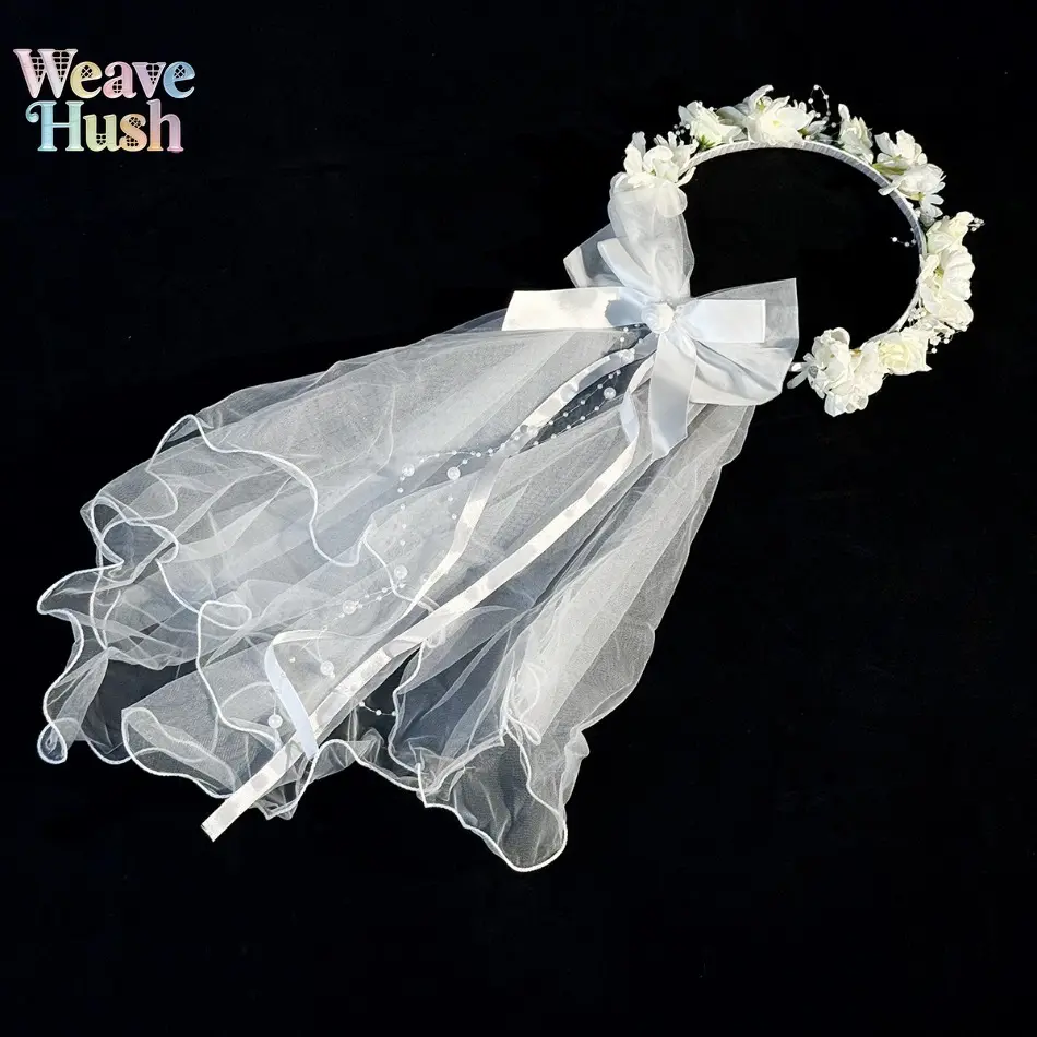Pink‑Rose‑Petal Tulle Head‑Piece, Party‑Wear Hair Essentials, Elegant Bow & Princess‑Crown Decor, Light‑Weight Floral Head‑Accessory for Weddings, Birthday‑Parties and Prom‑Occasions