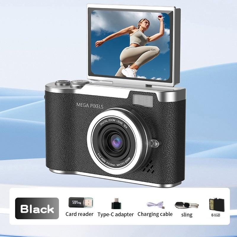 HD Digital Camera, 2.4 Inch Flip Over Display Screen Digital Compact Video Camera for School Photography, Outdoor Camera