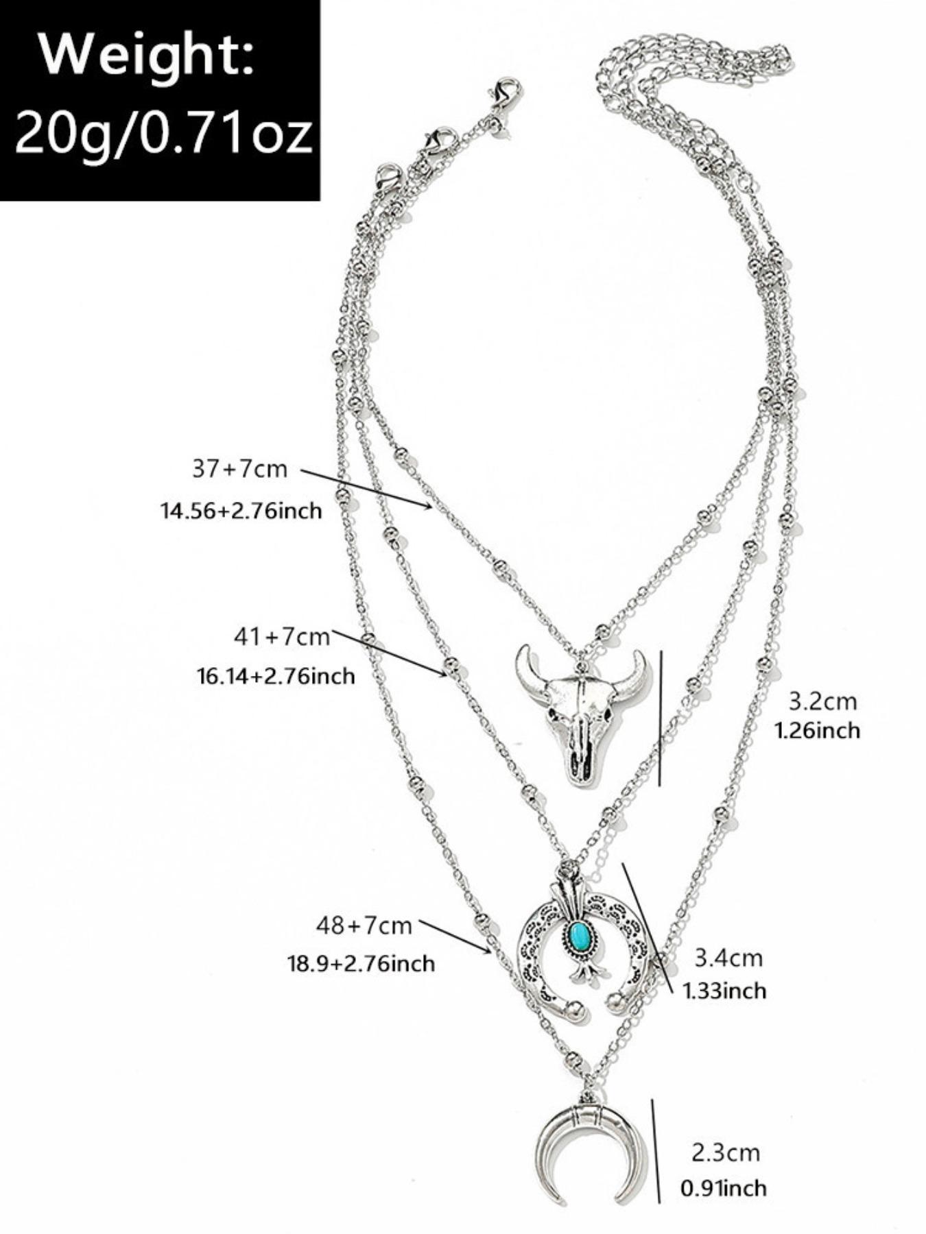 Western Cowboy Necklace Set, Vintage Style Necklace, Boho Style Necklace with Bull Head & Horseshoe & Flower & Cactus Pendant, Fashion Jewelry Accessories for Women & Men