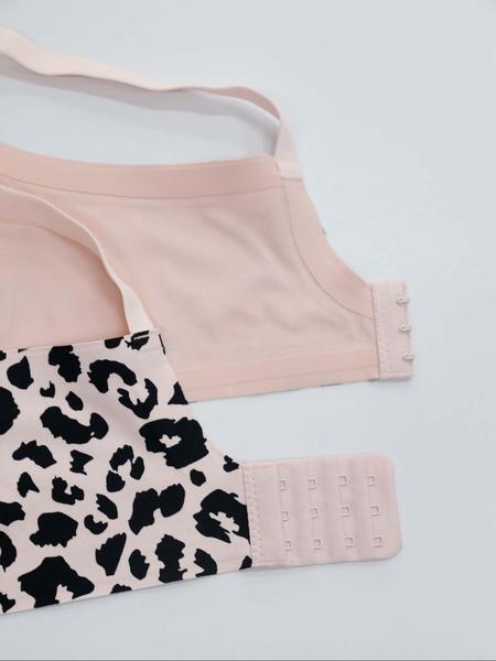 Women's Leopard Print Nursing Bra, Comfortable Postpartum Support, Adjustable Straps, Ideal for Breastfeeding Mothers