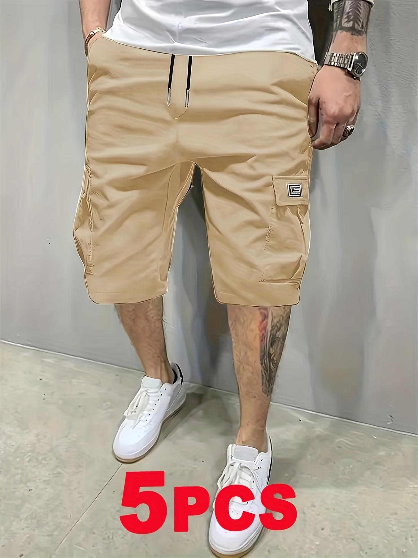 Men’s 5-Pack Lightweight Cargo Shorts, Summer Trendy Casual Shorts, Multi-Pocket Design, Durable Fabric, Anti-Pilling, Wear-Resistant, Tear-Resistant, Comfortable and Breathable, Stylish and Versatile, Suitable for Outdoor Leisure Menswear