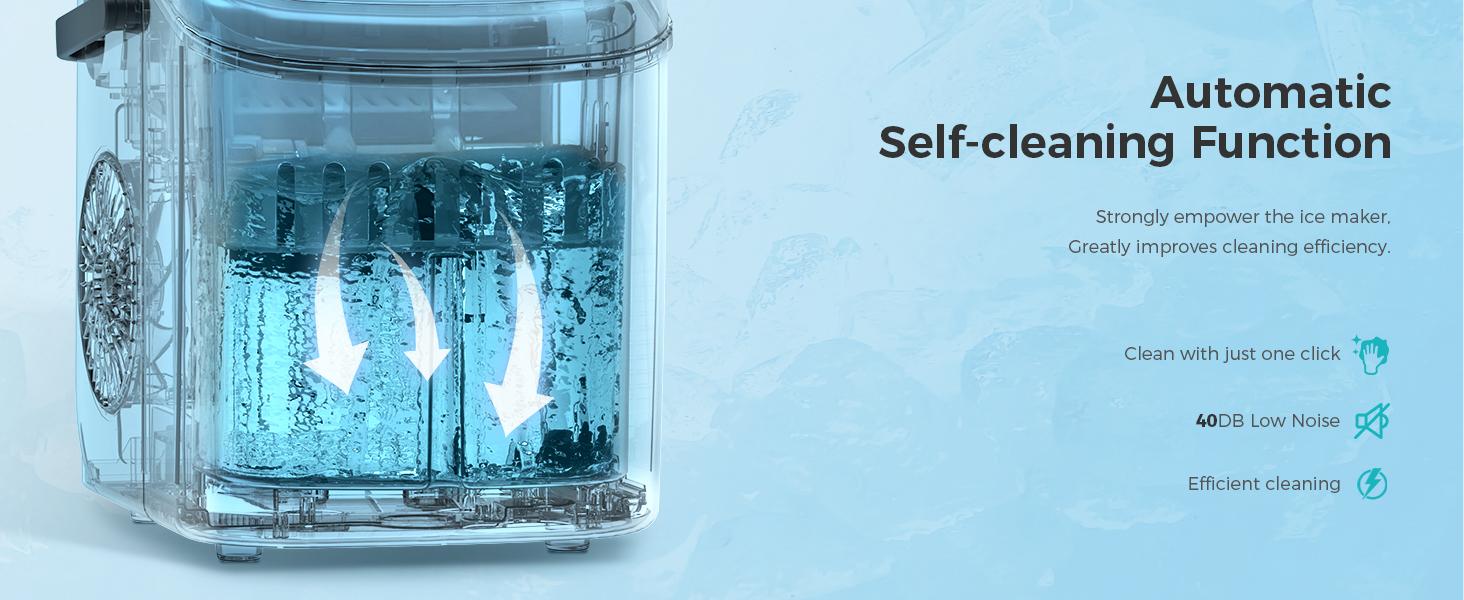 Kismile Ice Makers Countertop with Carry Handle,26Lbs/Day,9 Cubes in 6 Mins,Self-Cleaning Ice Machine for Home,Office,Kitchen (Black) Icemakermachine