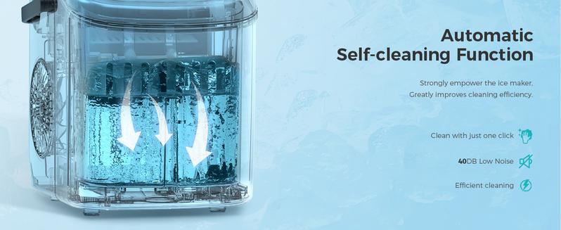 Kismile Ice Makers Countertop with Carry Handle,26Lbs/Day,9 Cubes in 6 Mins,Self-Cleaning Ice Machine for Home,Office,Kitchen (Black) Icemakermachine