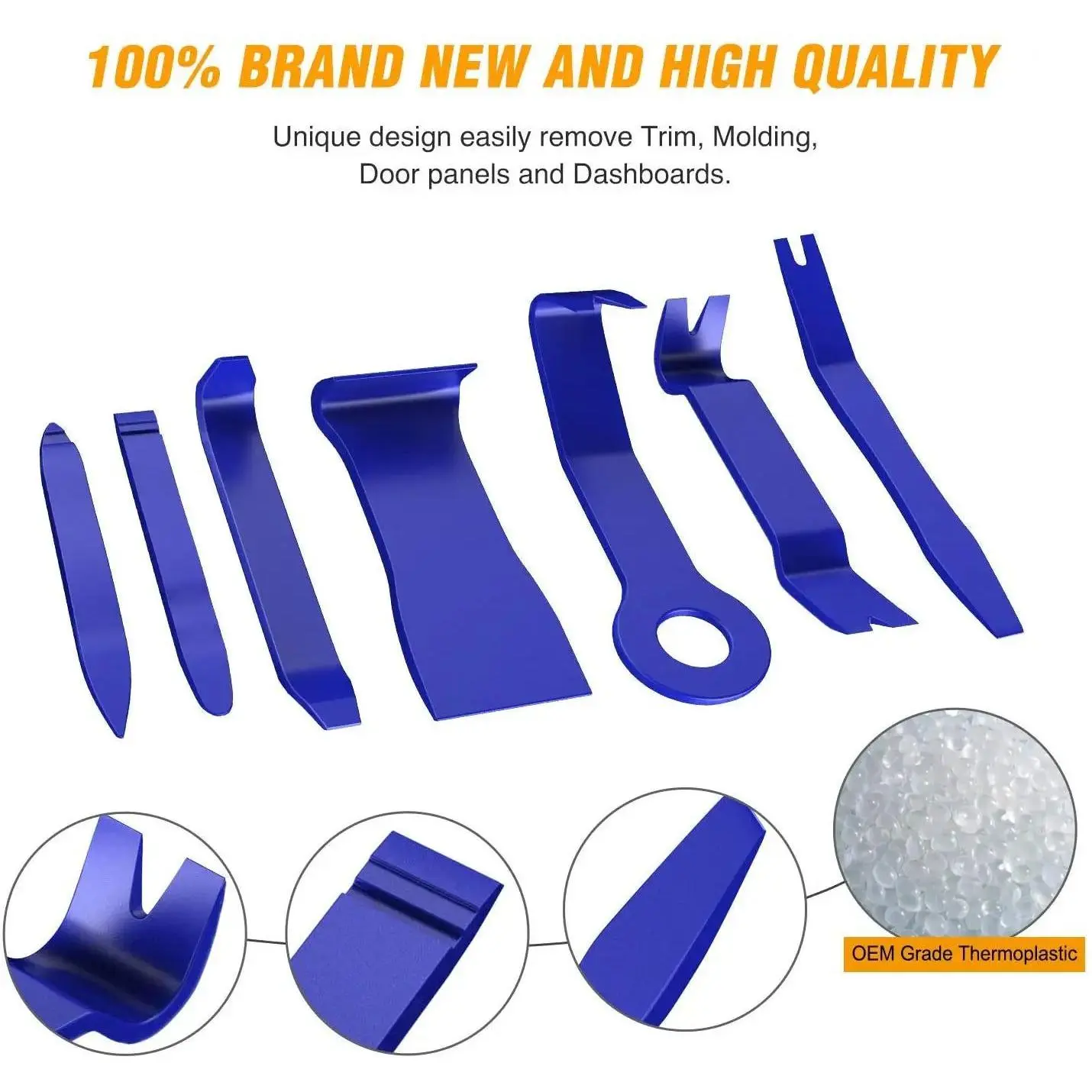 Nilight 8 Pcs Eco-Friendly Automotive Maintenance Car Tools Kit, Blue - 1 Fastener Remover, 7 Pcs Trim & Door Panel Removal Tools for Leatherwork, Car Body Repair, Automotive Maintenance Tools
