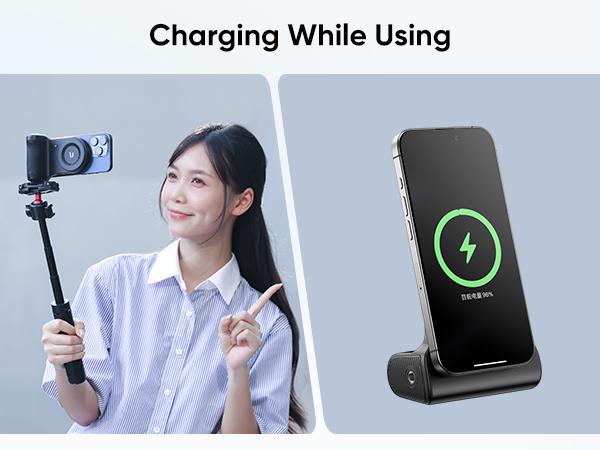 ​Ulanzi MA45 Magnetic Wireless Power Grip Mini Power Bank Grip for iPhone 16 15 14 13 Pro Pro Max Vertical&Horizontal Shooting