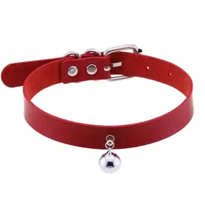 Rock Leather Bell Pendant Choker Necklace For Women Gothic PU Leather Clavicle Necklace Women Collar Vinatge Party Jewelry