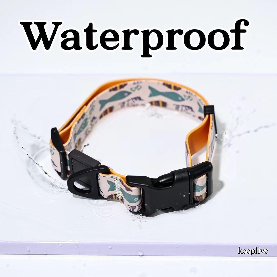 Unique Pattern Waterproof PVC Dog Leash and Collar Set for Small to Large Dogs - Trendy and Durable Pet Accessories