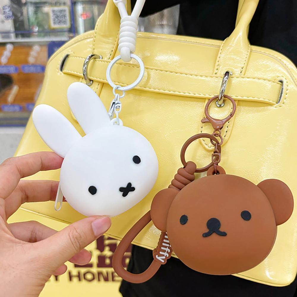 Kawaii Miffy Boris Cute Coin Purse Cartoon Rabbit Soft Silicone Mini Multifunctional Storage Bag Decoration Pendant Girl Gift