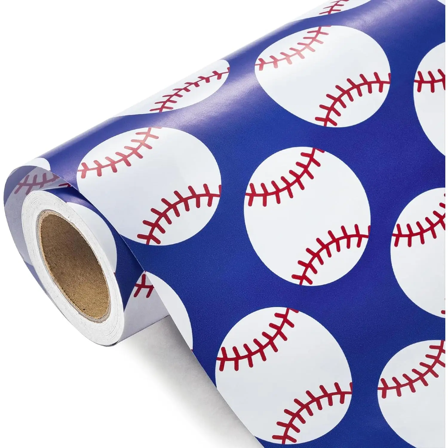 Baseball Wrapping Paper Roll - Mini Roll - 17 Inch x 9.8 Feet - Sports Blue Baseball Design, Perfect for Birthday, Party, Holiday