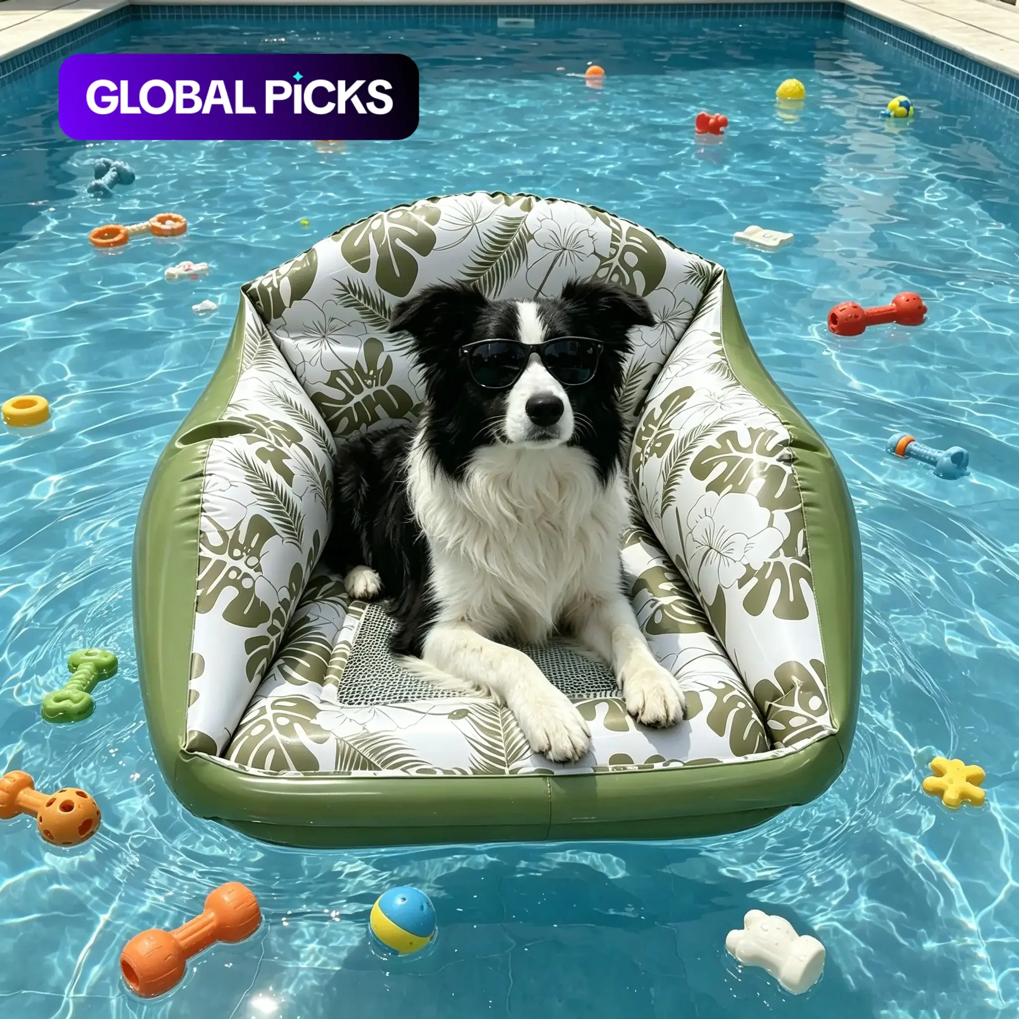 Dog Pool Sofa Float Pad, Inflatable Pet Pool Float with Mesh Seat, Suitable for Large Dogs, Summer Outdoor Water Toy, Inflatable Floater, Pool Inflatables #GLOBAL PICKS