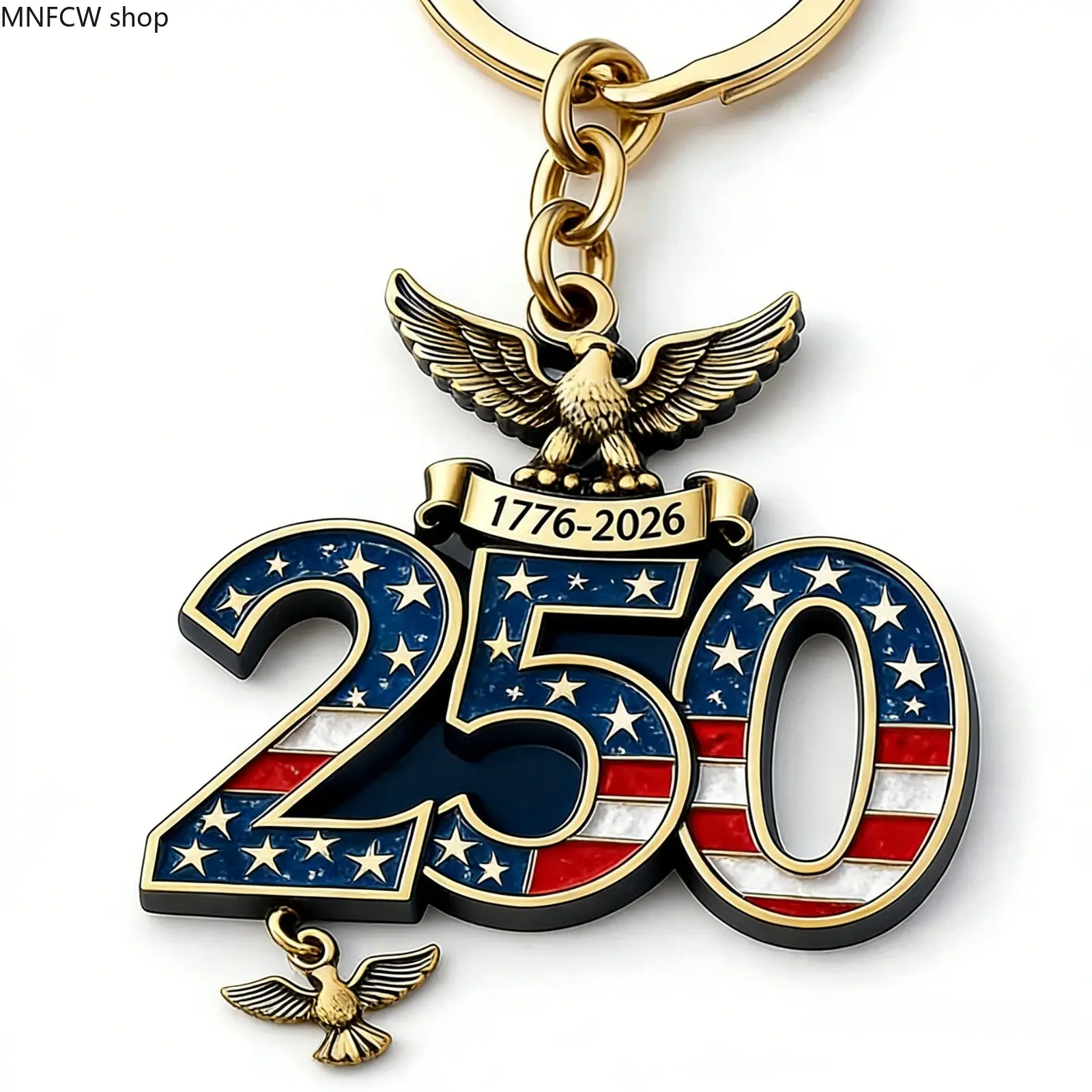 250th Anniversary Keychain, Flat Acrylic Patriotic USA Commemorative Medal Pendant, 1776-2026 Independence Day Souvenir Gift, 250Th Anniversary Keychain [1], Flag, Unisex, Keyring Fit, Flat Shape, No