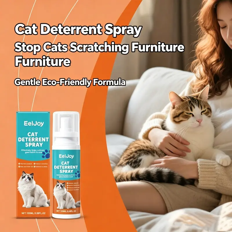 Cat Deterrent Spray, Natural Citrus Extract Formula, Gentle & Safe for Pets, Bitter Deterrent Stops Cats Scratching Furniture, Leaves No Water Stains, Safe for Premium Furniture