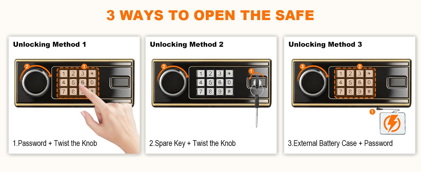 1.4 CUFT Small Fireproof Safe for Home Use, Security Personal Safety Box Fireproof Waterproof with Digital Keypad, Spare keys, Removable Shelf, Medium Safe Lock Box for Money, ID document, Dorm,home essentials