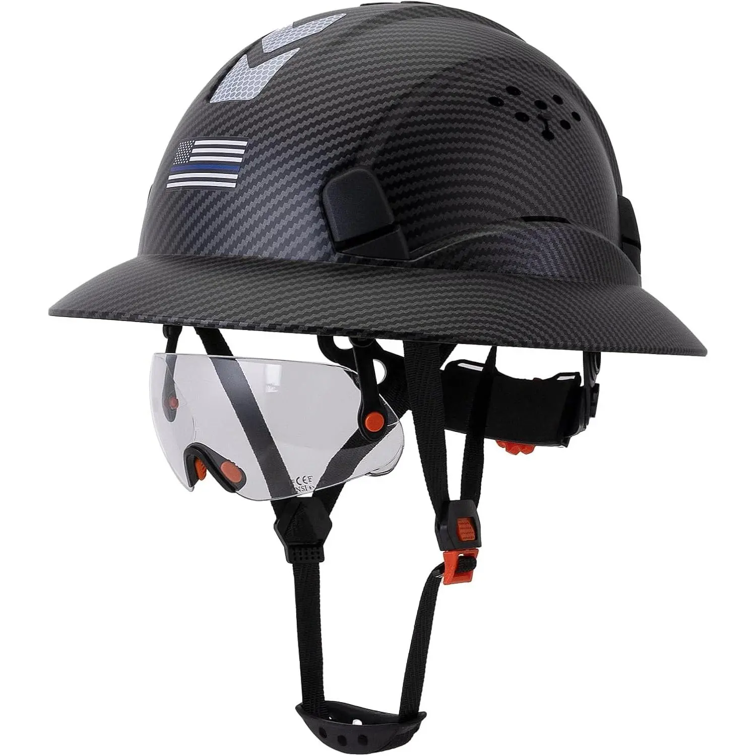 Full Brim Vented Protective Cap, 6-Point Adjustable Fit, Lightweight ABS Shell, Outdoor Work Headgear with Reflective Stickers, Breathable Cooling Vents, Unisex