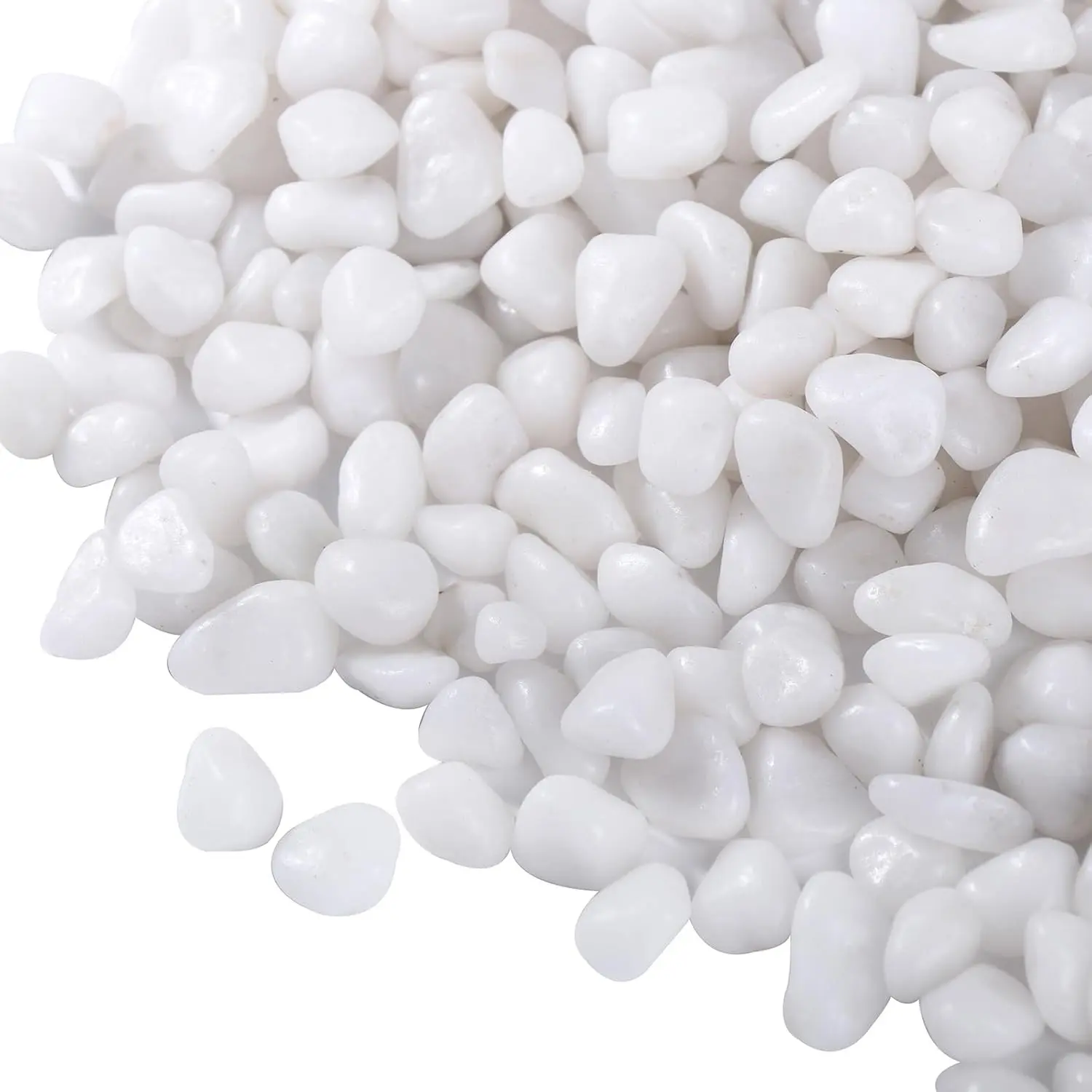 15lbs Polished White Decorative Pebbles - 3/8" Size Oval Shapes, Naturally Harvested, 4000 Indoor-Outdoor Pea Gravel for Plant Vase Landscaping, Kitchenware Tableware Accent