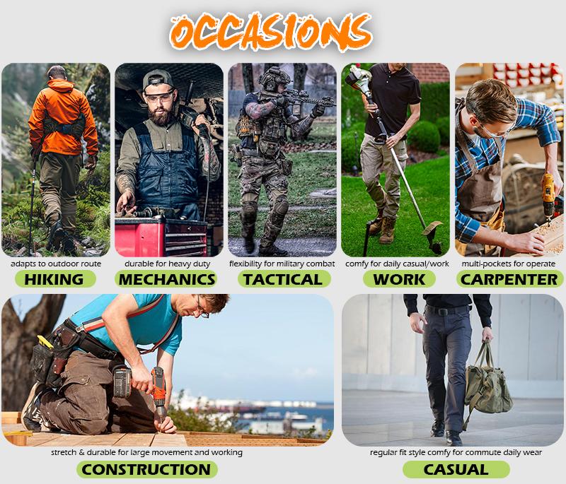 CARWORNIC Men's Stretch Ripstop Tactical Pants 12 Pockets Water-Resistant Flex EDC Utility Work Cargo Pants Lightweight Outdoor Hiking Pants