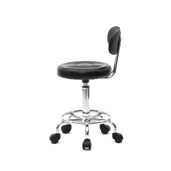 Drafting Chair with Backrest – Adjustable Foot Rest Rolling Stool with Wheels, PU Leather Swivel Stool for Office Spa Studio Lab Counter Salon Home Work Bar Kitchen Shop(Black)