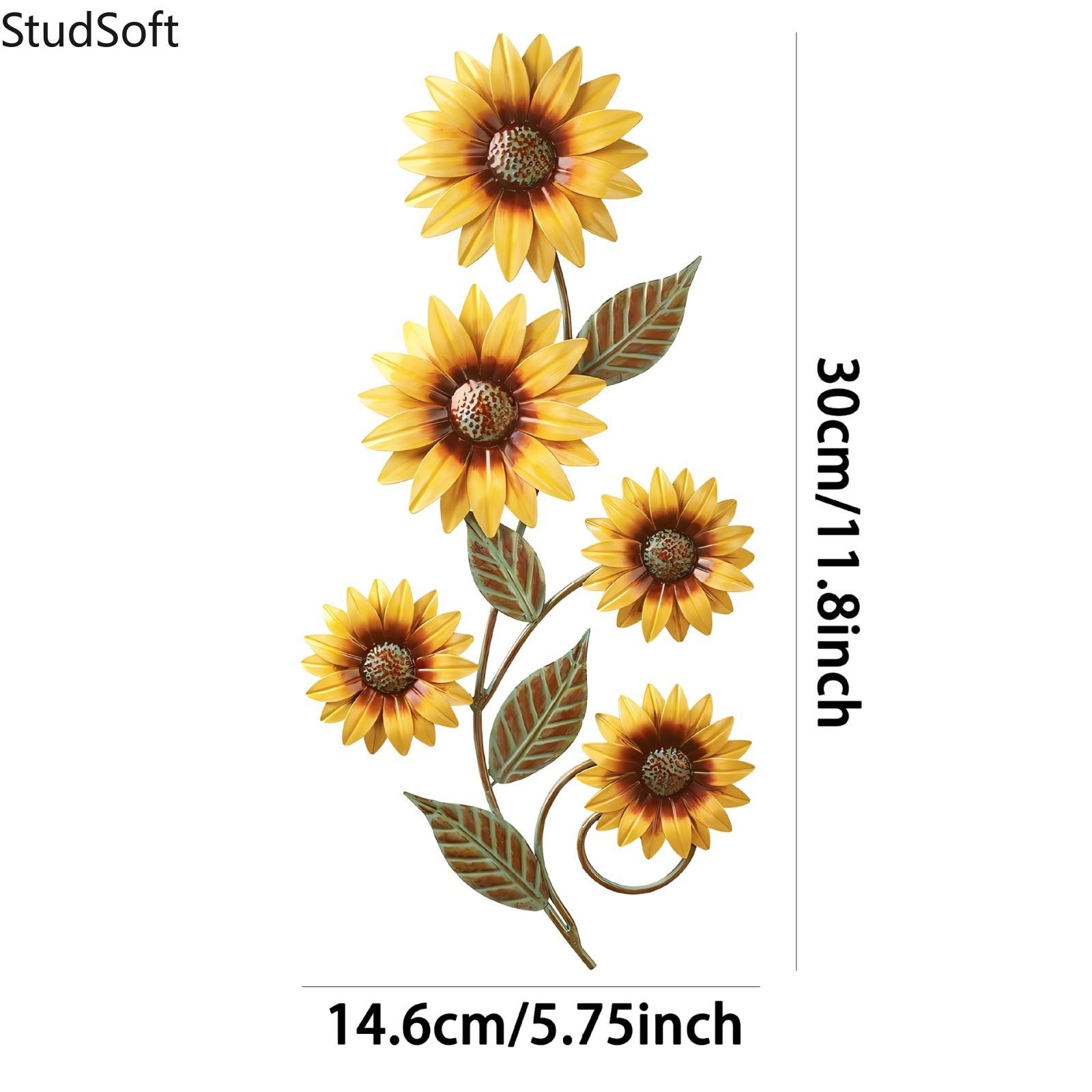 Summer Sunflower Wall Decor & 3D Metal Flower Wall Art, Outdoor Decor for Fence, Yard, Patio & Garden