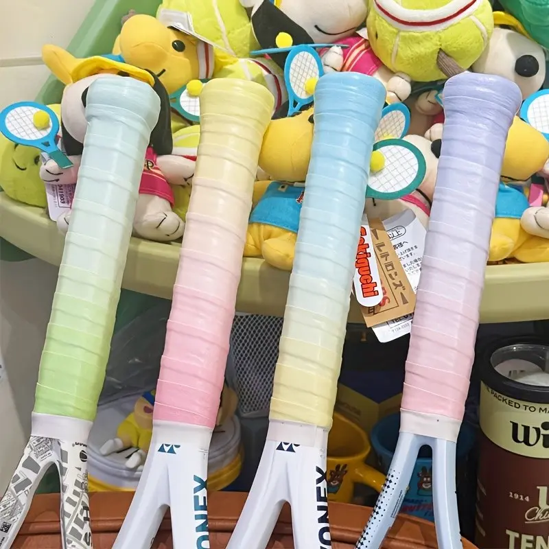 4pcs Macaron Gradient Badminton Grip Tape, Soft Comfortable Sweat-Proof Anti-Slip Tennis Racket Handle Wrap, Cute Sports Accessories for Athletes