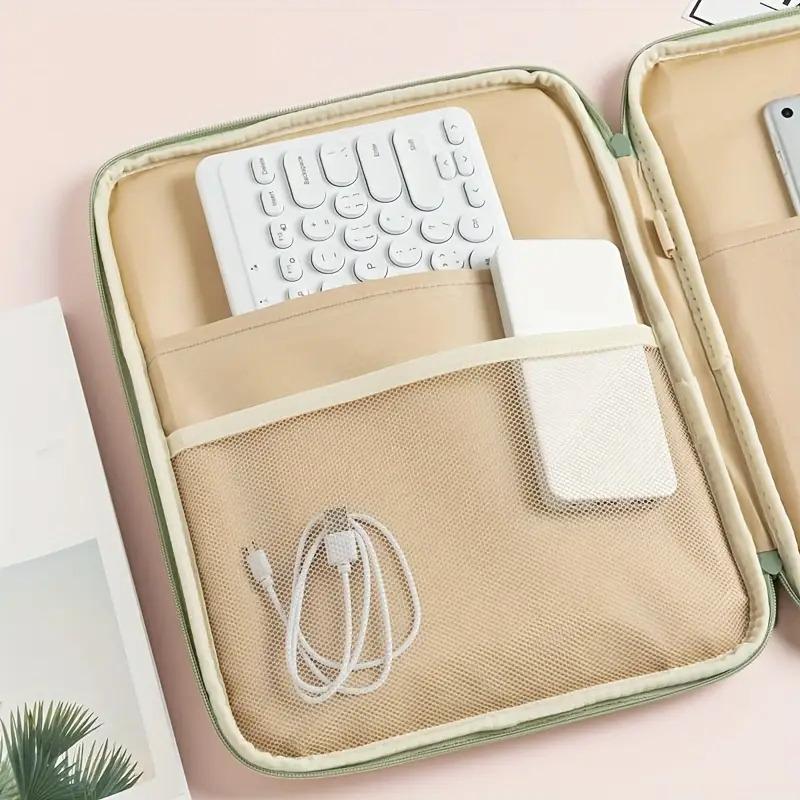 Checkered Tablet & Laptop Sleeve - Foldable Soft Polyester Case with Multiple Compartments, Durable Protective Cover for iPad, MacBook 13-Inch, Laptop Bag, Tablet Protection, Stylish Accessory, Sturdy Construction, Tech Enthusiasts Computer