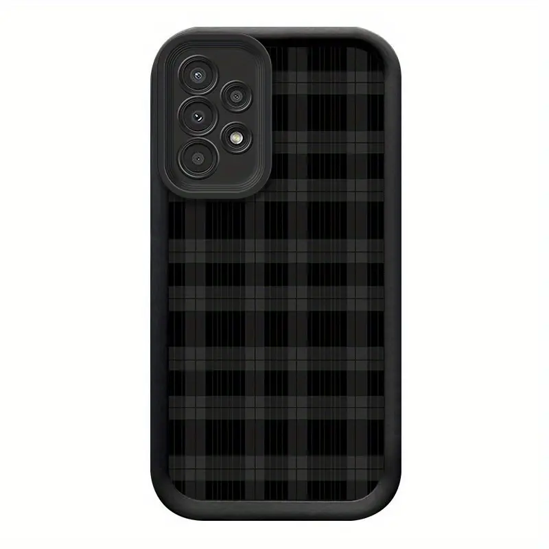Personalized Black Plaid Pattern Phone Case for Galaxy A05S/A13/A14/A15/A23/A24/A25/A32/A33/A34/A35/A52/A53/A54/A55/S20/S21 FE/S22 Ultra/S23/S23 Ultra/S24/S24 FE/S24 Plus/S24 Ultra, Shockproof And Durable, Stylish Design, TPU Protective Cover.