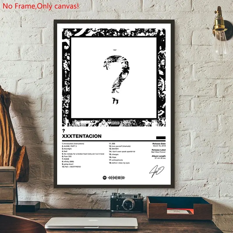 1 piece/set frameless canvas painting print poster, Classic Character Album art，XXXTentacion  ，a perfect gift for Music loves, ideal gift for bedroom, living room, dorm hallway, kitchen, mural, wall decoration, room decor