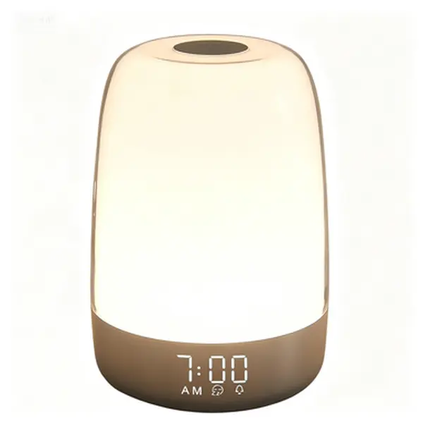3-in-1 Touch Wake Up Night Light with Sunrise Simulation Alarm Clock & RGB Ambient Mood Lamp, Warm White Dimmable Bedside Lamp 3 Brightness Levels for Kids Adults, Sleep Aid with Snooze Timer & 8 Color Changing Modes, No Glare Soft Glow Table Nightstand D