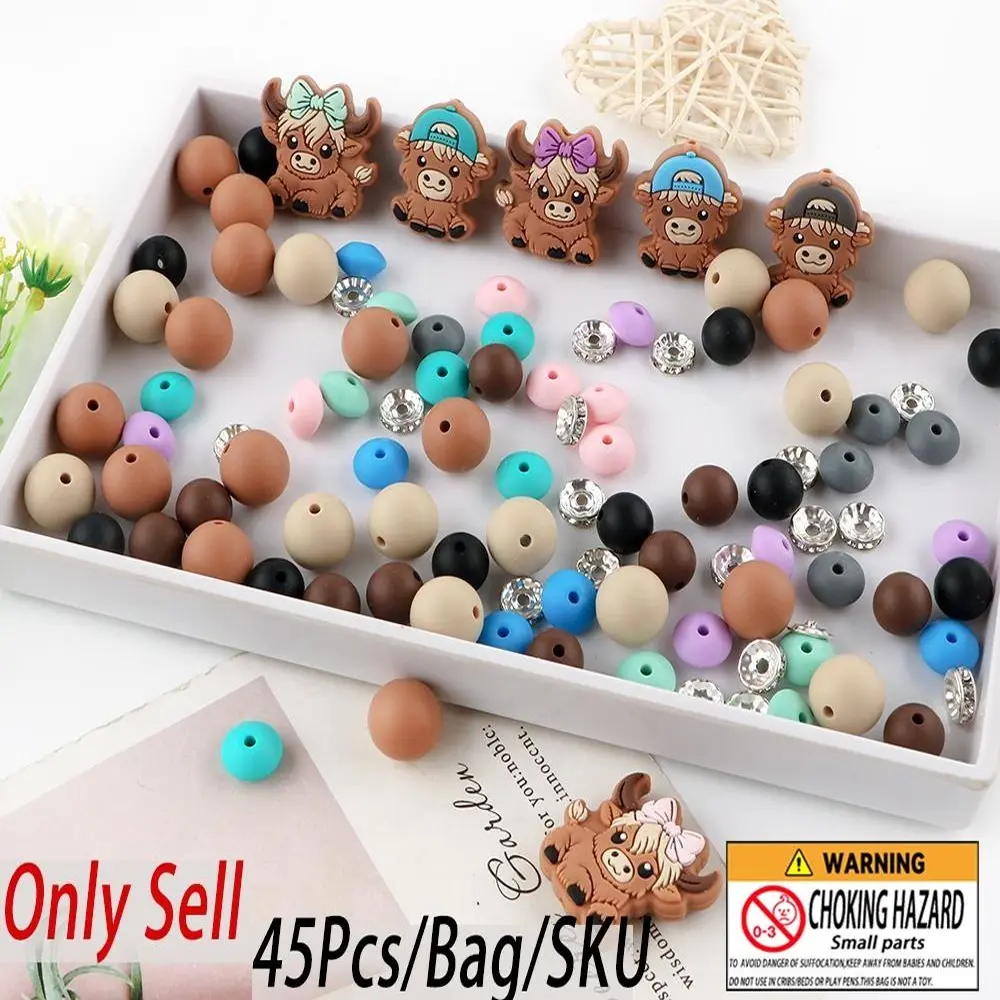 Round Beads & Charms Kit, 45pcs/set DIY Beading Kit, DIY with Charms DIY Jewelry Making Supplies for Bracelet Necklace Earrings Pendant, DIY Beading Accessories, Beads And Accessories