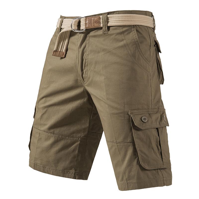 Men's Cotton Cargo Shorts, Multi-Pocket Relaxed Fit Knee-Length Casual Pants for Summer Outdoor Daily Wear