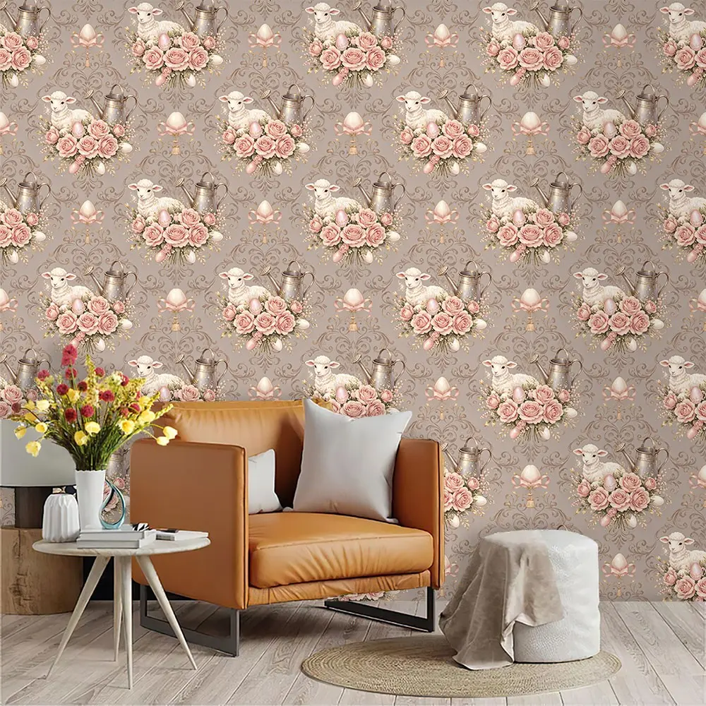 Light Sheep Pattern Wallpaper, PVC Material, Self-Adhesive, Mould-Proof, Ideal for Living Room, Kitchen, Bedroom Decor