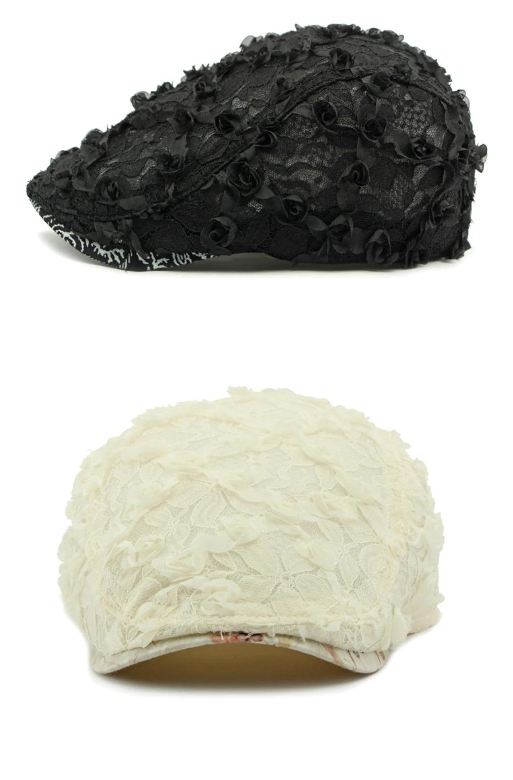 HT4784 Beret Cap Spring Summer Lace Mesh Cap Men Women Vintage Floral Artist Painter Beret Hat Male Female Ivy Flat Cap Berets