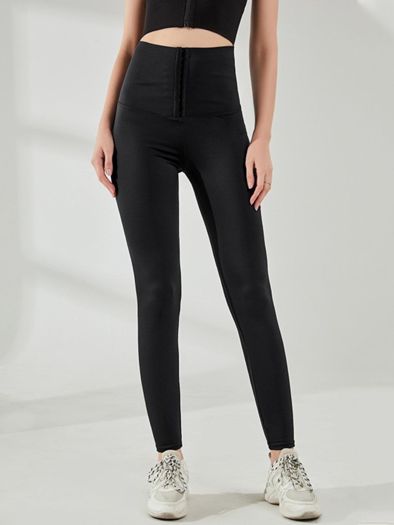 Women's Hook & Eye High Waist Sports Leggings, Quick Drying High Stretch Solid Color Butt Lift Skinny Pants, Ladies Sportswear for Indoor Outdoor Wear, High Waisted Leggings, Workout Athletic Leggings