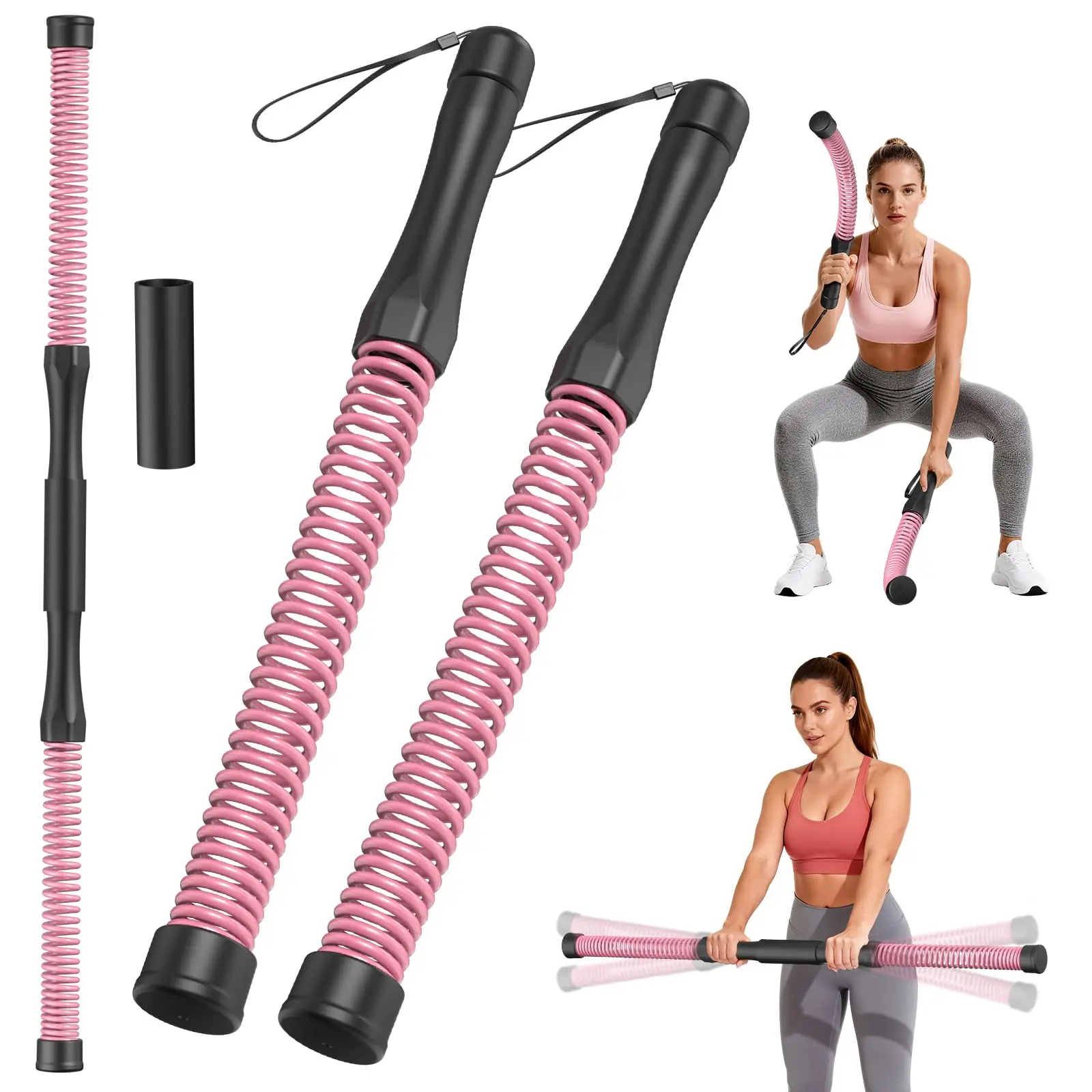 Pink multifunctional cordless battle rope, adjustable cordless battle rope for home gyms, unisex cordless training rope, portable arm exercise rope, suitable for strength training, high-intensity interval training, and low-impact cardio.
