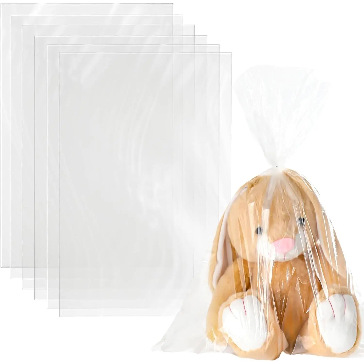 100 count Large Clear Plastic Bags 18" x 24" Flat Open Poly Plastic Packaging Wrap Bags for Bread Dough Clothes Packaging Storage  Popcorn 1.1 Mil